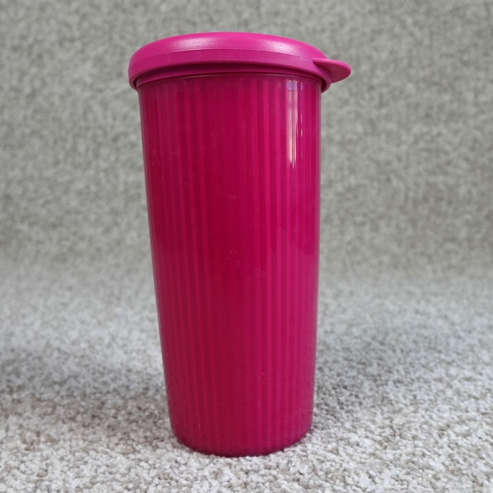 Tupperware Pink Double Wall 24oz Tumbler with Straw Seal Lid 3329A-1